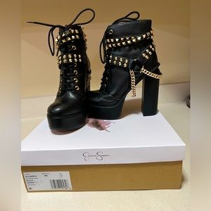 Jessica Simpson black studded boots.